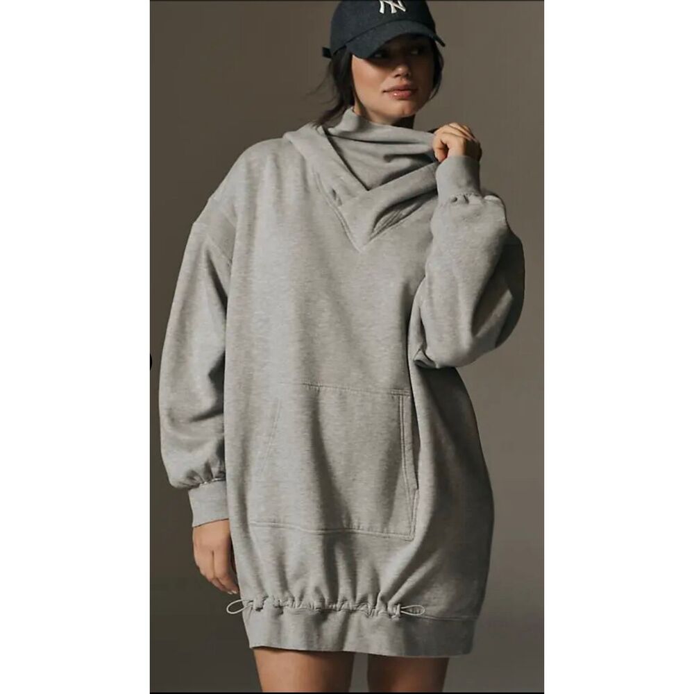 Daily Practice hooded sweat cocoon dress sz S oversized stretch fleece athleisur